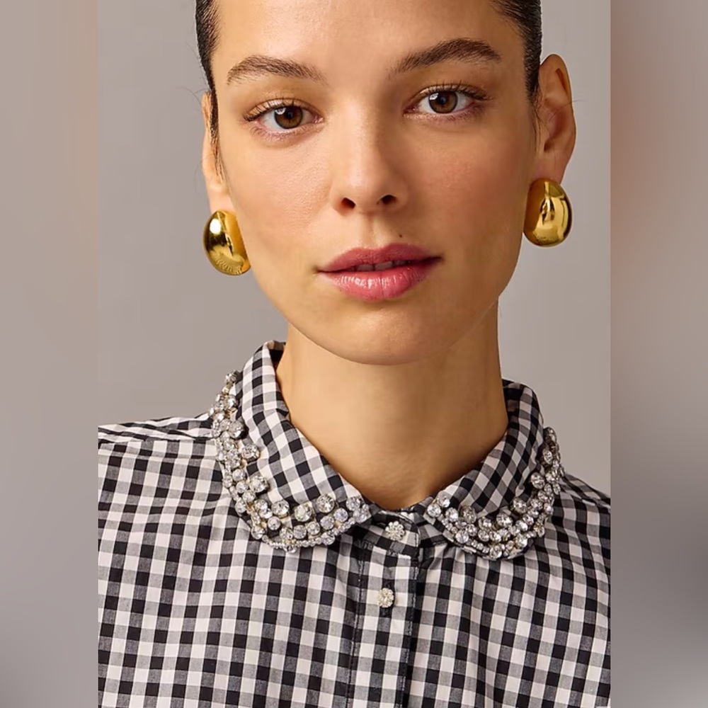 JCrew Collection embellished cropped button-up shirt